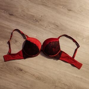 Cacique Red and Black Lace Bra